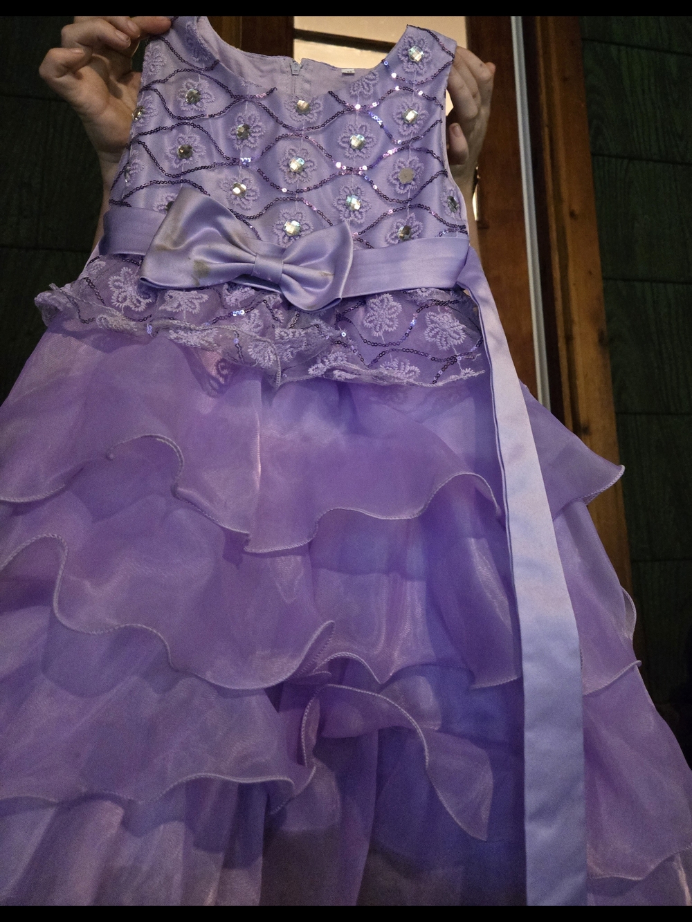 Ever Pretty Lavender Layered Ruffle Formal Dress with Satin Bow